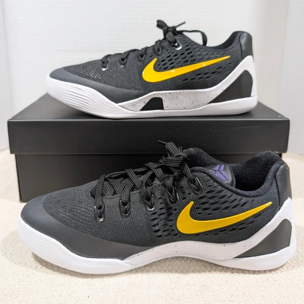 Nike Kobe IX Low EM GS Black University Gold White 6.5Y Women's 8 Sneakers NIB